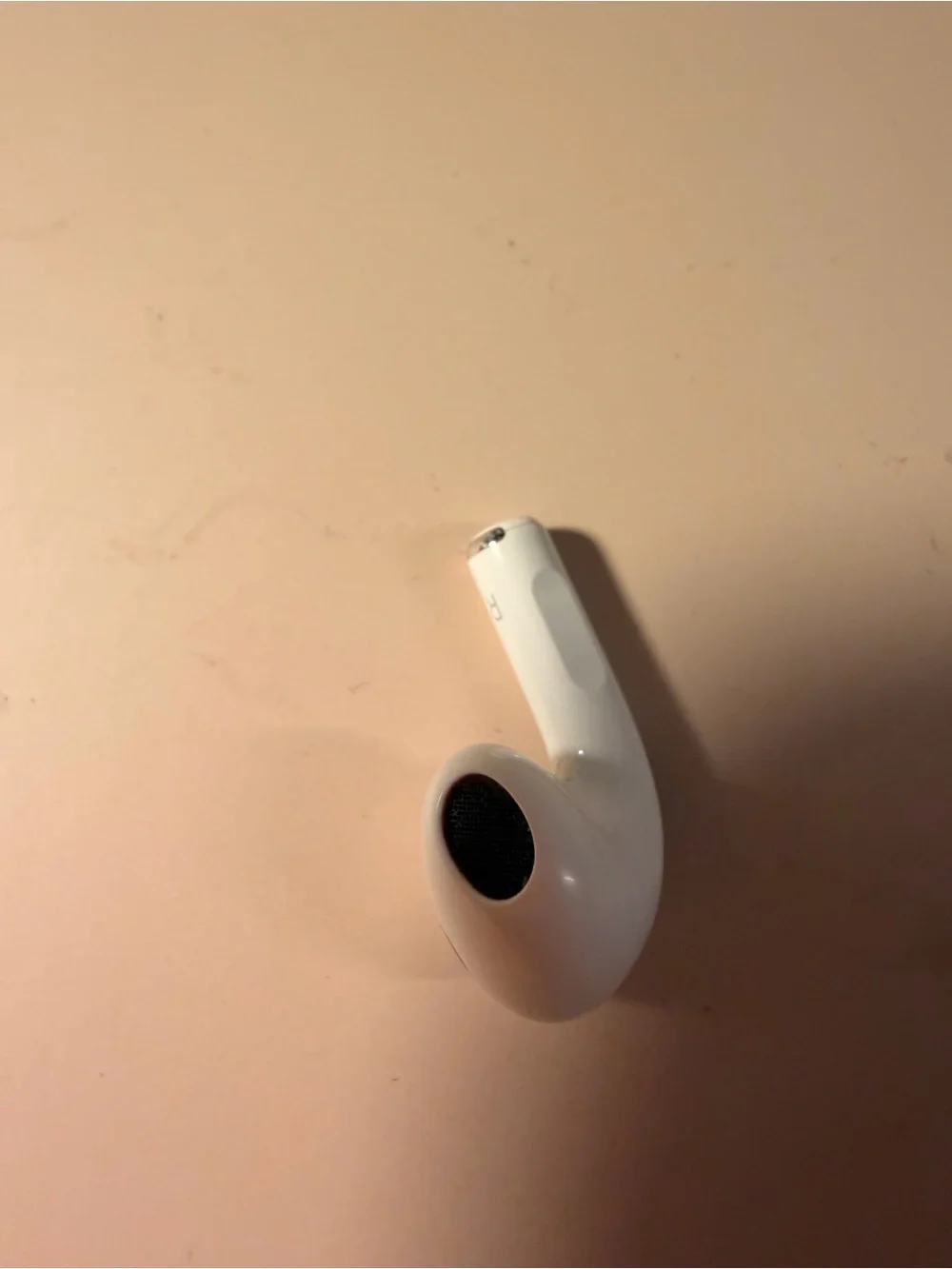 Apple Right Earbud in White with Black Mesh Detail